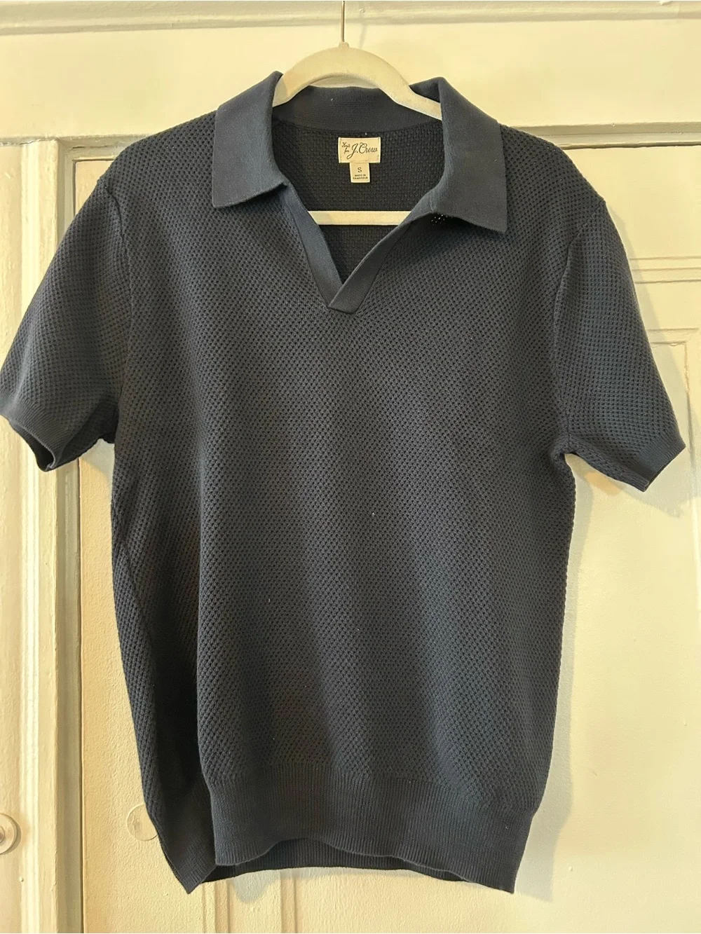 J. Crew Men's Textured Knit Polo Shirt - Navy